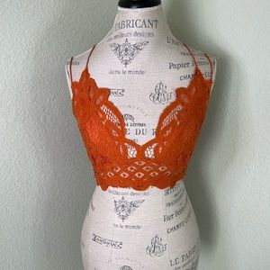 Free People Orange Lace Bralette